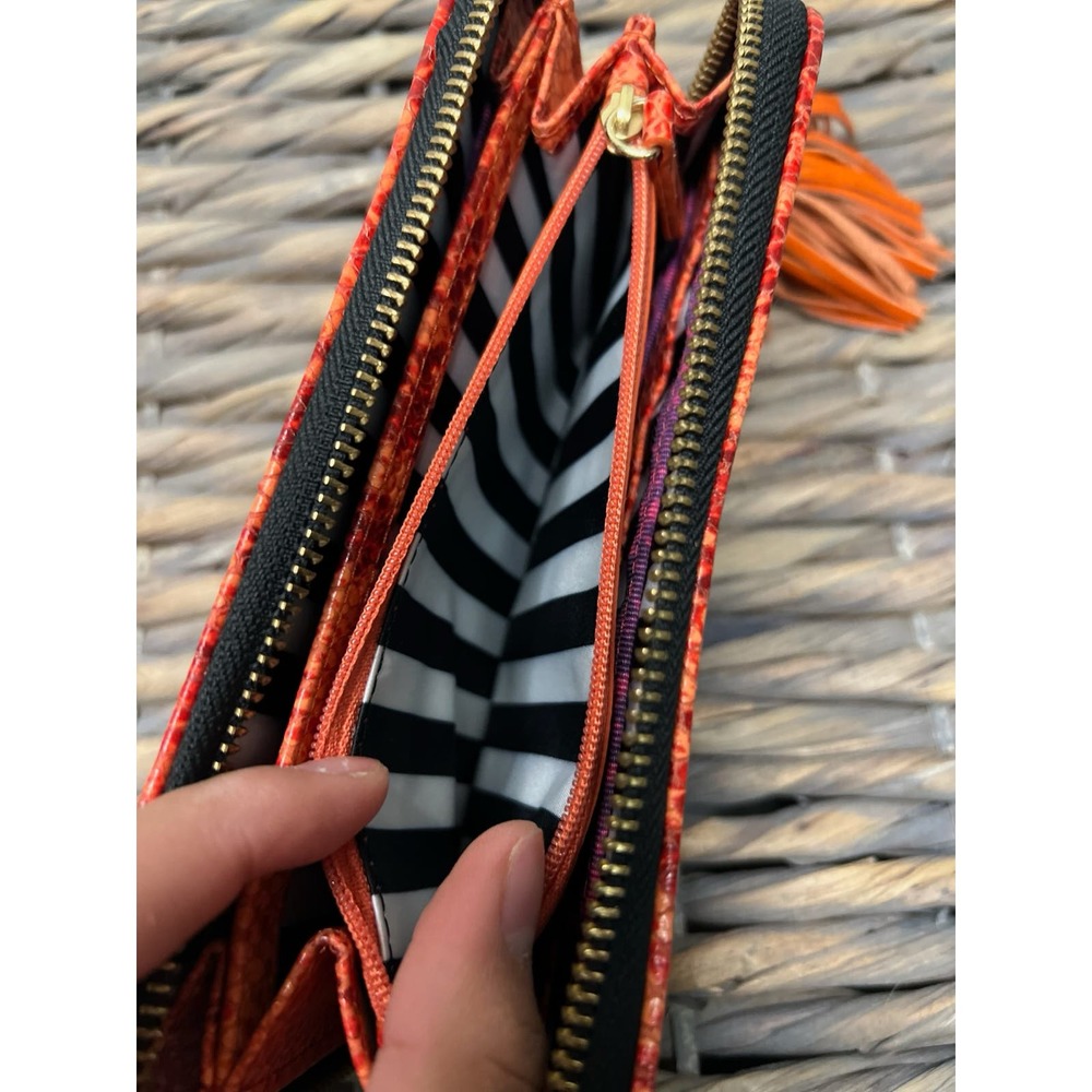 Vintage Juicy Couture women cow hair zippered orange wallet - Picture 5 of 11